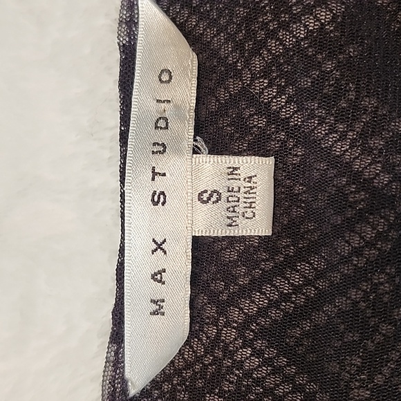 Max Studio Women's Size Small Black Sheer Lace Short Sleeve Top - Picture 2 of 5